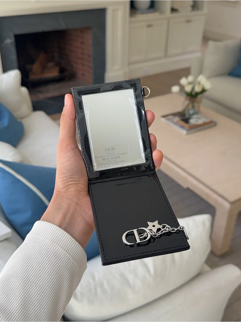 Dior Mirror Patent Leather with Keychain - Black